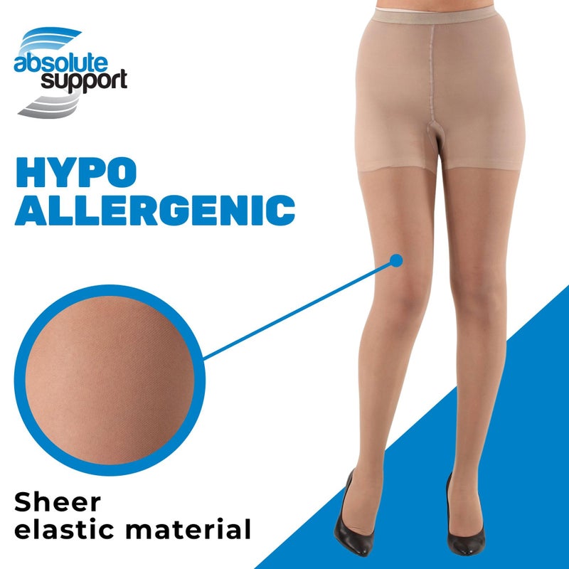 ABSOLUTE SUPPORT Made in USA - Sheer Compression Tights for Women 20-30mmHg - Graduated Compression Pantyhose for Varicose Veins Circulation during Pregnancy, Nursing - Nude, Large - A207NU3 - Image 4